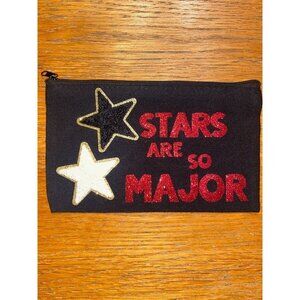 Stars Are So Major Black Zipper Pouch Glittery Design
